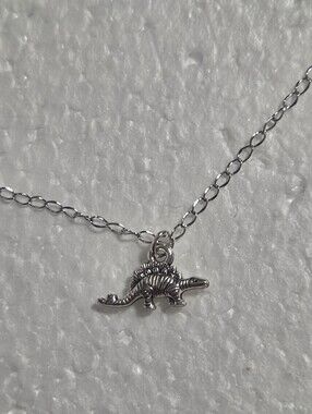 Silver Stegosaurus Reptile Charm Necklace - Pets Reptile